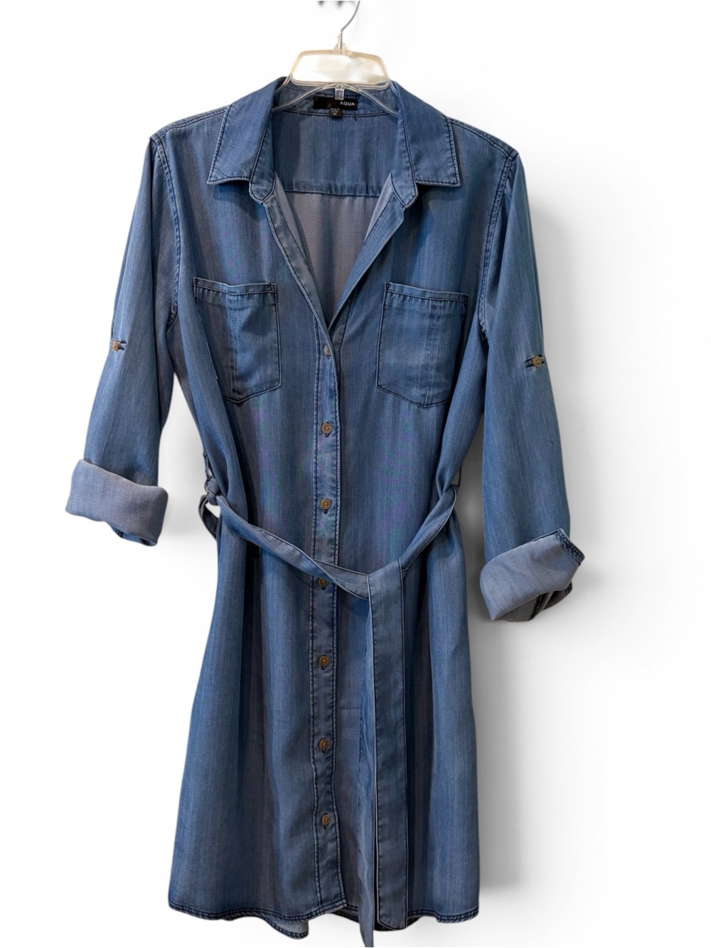 Aqua Denim Shirt Dress